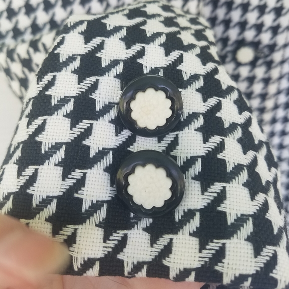 Vintage 60s Houndstooth Pattern Peacoat Thalhimers Mod Estimated S/M - Picture 6 of 16